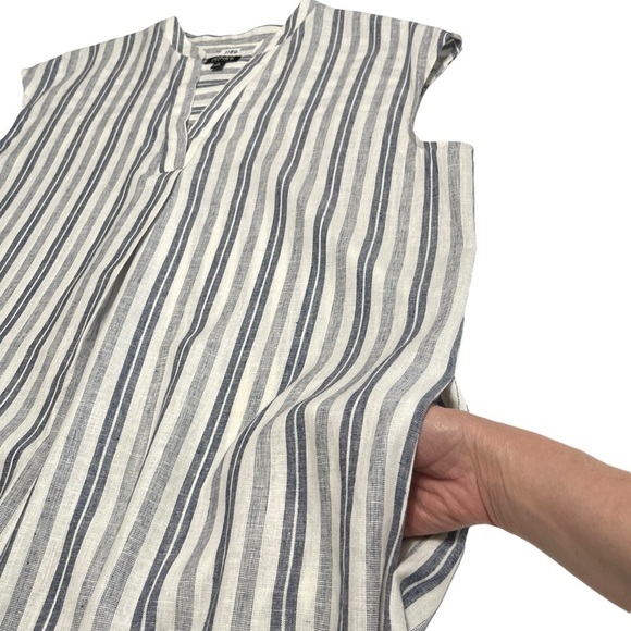 Jones New York Navy & Off-White Striped Linen-blend Shift Dress w/Pockets Sz. 16 - Picture 5 of 9